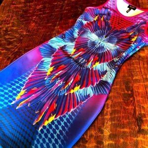 Wing Printed Laundry by Shelli Segal Scuba Knit Dress SZ XS